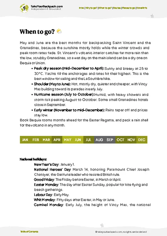 example page 3 from our offline Travel Guide for Saint Vincent and the Grenadines